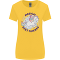 Magical Friends a Girl Riding a Unicorn Womens Wider Cut T-Shirt Yellow