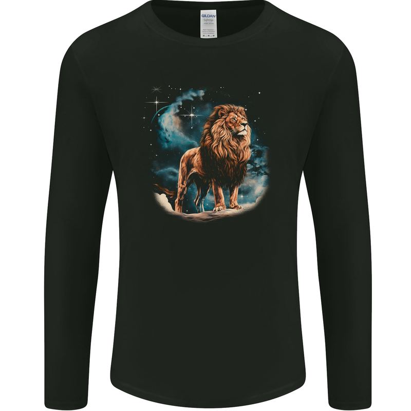 Majestic Fantasy Lion Mens Long Sleeve T-Shirt Black