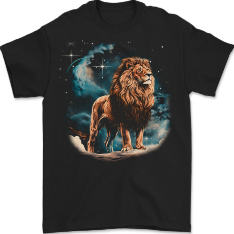 Majestic Fantasy Lion Mens T-Shirt 100% Cotton BLACK