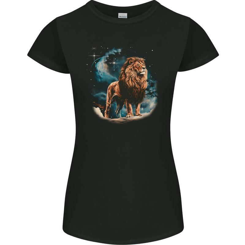 Majestic Fantasy Lion Womens Petite Cut T-Shirt Black