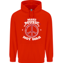 Make Music Not War Peace Hippy Rock Anti-war Childrens Kids Hoodie Bright Red
