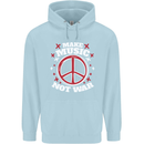 Make Music Not War Peace Hippy Rock Anti-war Childrens Kids Hoodie Light Blue