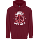 Make Music Not War Peace Hippy Rock Anti-war Childrens Kids Hoodie Maroon