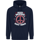 Make Music Not War Peace Hippy Rock Anti-war Childrens Kids Hoodie Navy Blue
