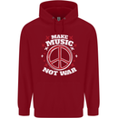Make Music Not War Peace Hippy Rock Anti-war Childrens Kids Hoodie Red