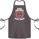 Make Music Not War Peace Hippy Rock Anti-war Cotton Apron 100% Organic Dark Grey