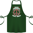 Make Music Not War Peace Hippy Rock Anti-war Cotton Apron 100% Organic Forest Green