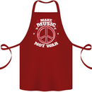 Make Music Not War Peace Hippy Rock Anti-war Cotton Apron 100% Organic Maroon