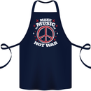 Make Music Not War Peace Hippy Rock Anti-war Cotton Apron 100% Organic Navy Blue