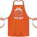 Make Music Not War Peace Hippy Rock Anti-war Cotton Apron 100% Organic Orange