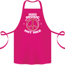 Make Music Not War Peace Hippy Rock Anti-war Cotton Apron 100% Organic Pink