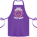 Make Music Not War Peace Hippy Rock Anti-war Cotton Apron 100% Organic Purple