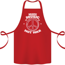 Make Music Not War Peace Hippy Rock Anti-war Cotton Apron 100% Organic Red