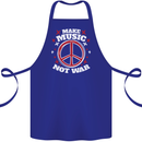 Make Music Not War Peace Hippy Rock Anti-war Cotton Apron 100% Organic Royal Blue