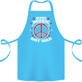 Make Music Not War Peace Hippy Rock Anti-war Cotton Apron 100% Organic Turquoise