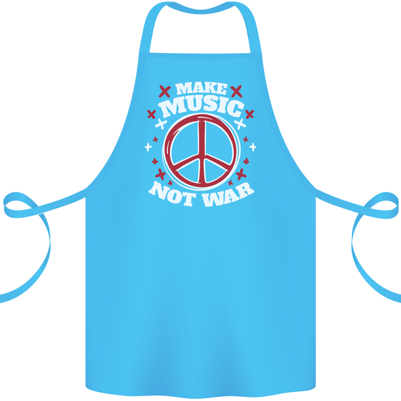 Make Music Not War Peace Hippy Rock Anti-war Cotton Apron 100% Organic Turquoise