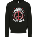 Make Music Not War Peace Hippy Rock Anti-war Kids Sweatshirt Jumper Black
