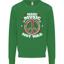 Make Music Not War Peace Hippy Rock Anti-war Kids Sweatshirt Jumper Irish Green