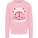 Make Music Not War Peace Hippy Rock Anti-war Kids Sweatshirt Jumper Light Pink