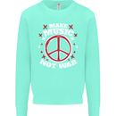 Make Music Not War Peace Hippy Rock Anti-war Kids Sweatshirt Jumper Peppermint