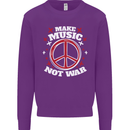 Make Music Not War Peace Hippy Rock Anti-war Kids Sweatshirt Jumper Purple