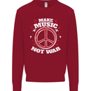 Make Music Not War Peace Hippy Rock Anti-war Kids Sweatshirt Jumper Red