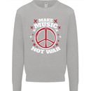 Make Music Not War Peace Hippy Rock Anti-war Kids Sweatshirt Jumper Sports Grey