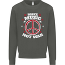 Make Music Not War Peace Hippy Rock Anti-war Kids Sweatshirt Jumper Storm Grey