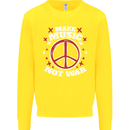 Make Music Not War Peace Hippy Rock Anti-war Kids Sweatshirt Jumper Yellow