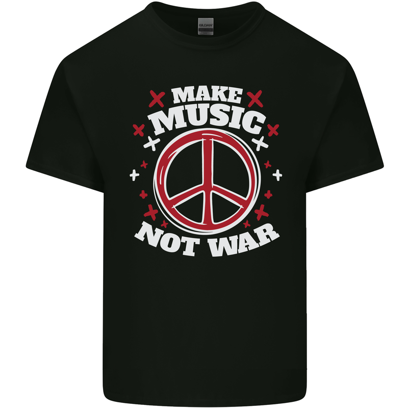Make Music Not War Peace Hippy Rock Anti-war Kids T-Shirt Childrens Black