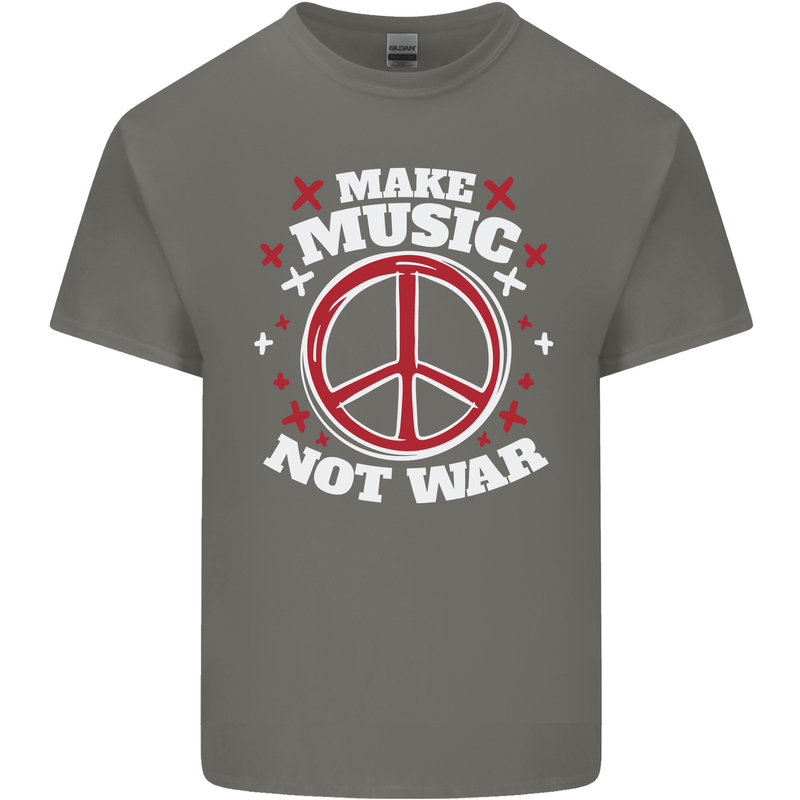 Make Music Not War Peace Hippy Rock Anti-war Kids T-Shirt Childrens Charcoal
