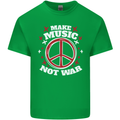 Make Music Not War Peace Hippy Rock Anti-war Kids T-Shirt Childrens Irish Green