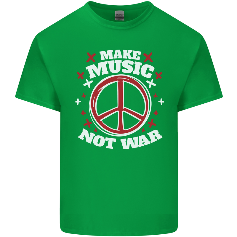 Make Music Not War Peace Hippy Rock Anti-war Kids T-Shirt Childrens Irish Green