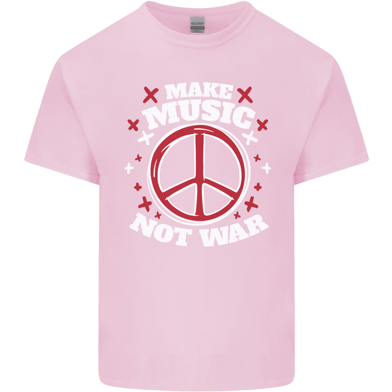 Make Music Not War Peace Hippy Rock Anti-war Kids T-Shirt Childrens Light Pink