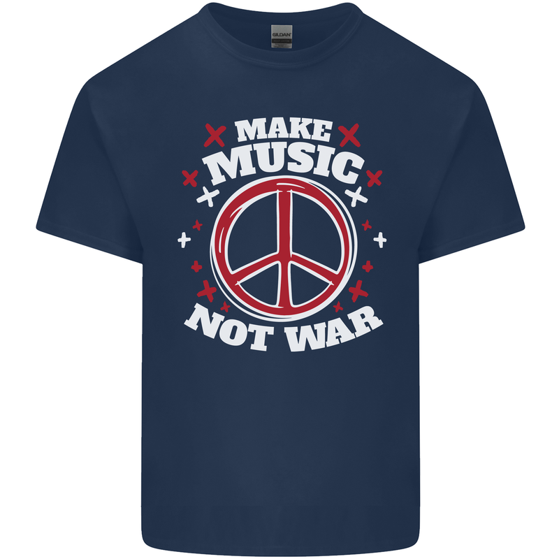 Make Music Not War Peace Hippy Rock Anti-war Kids T-Shirt Childrens Navy Blue