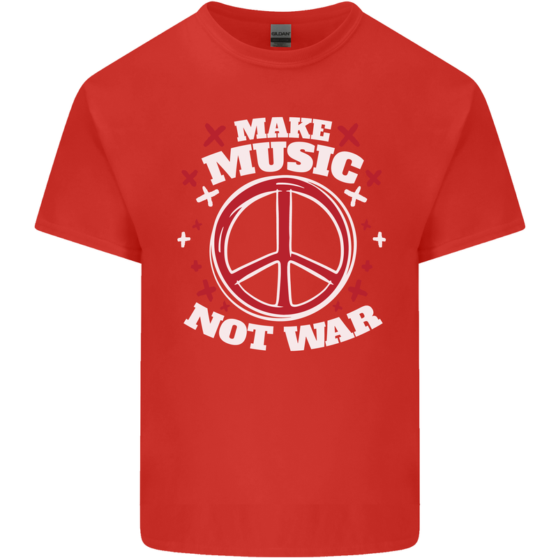 Make Music Not War Peace Hippy Rock Anti-war Kids T-Shirt Childrens Red
