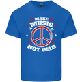 Make Music Not War Peace Hippy Rock Anti-war Kids T-Shirt Childrens Royal Blue