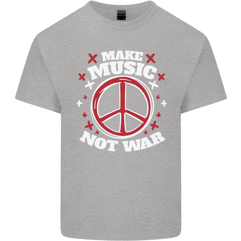 Make Music Not War Peace Hippy Rock Anti-war Kids T-Shirt Childrens Sports Grey