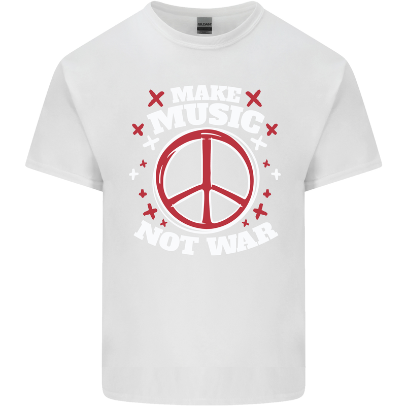 Make Music Not War Peace Hippy Rock Anti-war Kids T-Shirt Childrens White