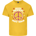 Make Music Not War Peace Hippy Rock Anti-war Kids T-Shirt Childrens Yellow