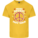 Make Music Not War Peace Hippy Rock Anti-war Kids T-Shirt Childrens Yellow