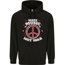 Make Music Not War Peace Hippy Rock Anti-war Mens 80% Cotton Hoodie Black