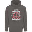 Make Music Not War Peace Hippy Rock Anti-war Mens 80% Cotton Hoodie Charcoal