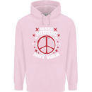 Make Music Not War Peace Hippy Rock Anti-war Mens 80% Cotton Hoodie Light Pink
