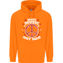 Make Music Not War Peace Hippy Rock Anti-war Mens 80% Cotton Hoodie Orange