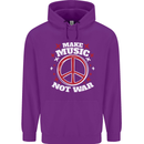Make Music Not War Peace Hippy Rock Anti-war Mens 80% Cotton Hoodie Purple