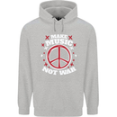 Make Music Not War Peace Hippy Rock Anti-war Mens 80% Cotton Hoodie Sports Grey