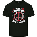 Make Music Not War Peace Hippy Rock Anti-war Mens Cotton T-Shirt Tee Top Black