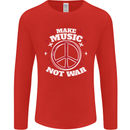 Make Music Not War Peace Hippy Rock Anti-war Mens Long Sleeve T-Shirt Red