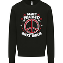 Make Music Not War Peace Hippy Rock Anti-war Mens Sweatshirt Jumper Black